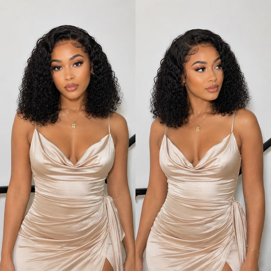 Glueless Curly Bob Human Hair Wig – HD Lace & Adjustable Drawstring