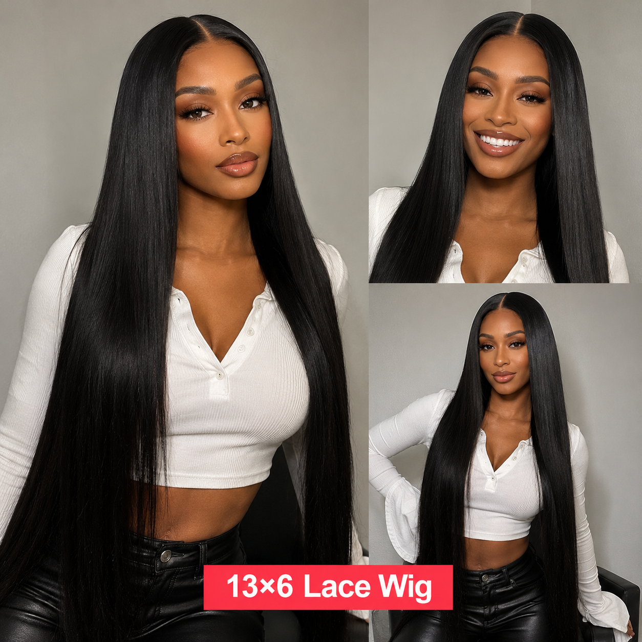 28" Straight 13x6 HD Lace Front Wig - 100% Human Hair, Pre-Plucked with Baby Hair