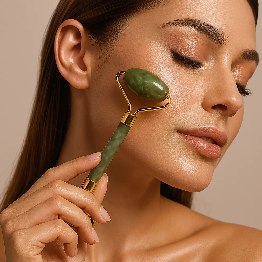 Roller for Face & Gua Sha – Natural Jade Massager