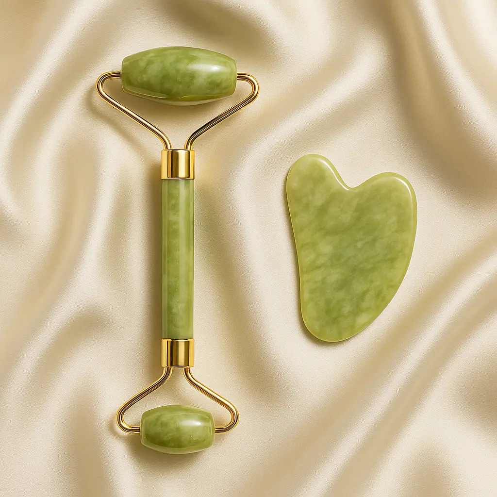 Roller for Face & Gua Sha – Natural Jade Massager