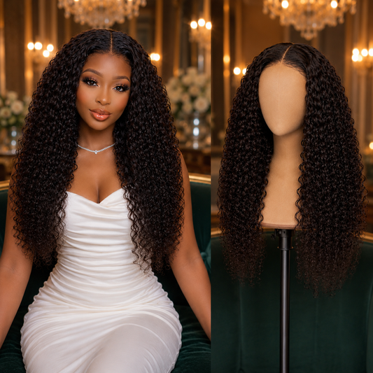 24” Water Wave Glueless Wig – 7x5 HD Lace, 100% Human Hair, 250% Density