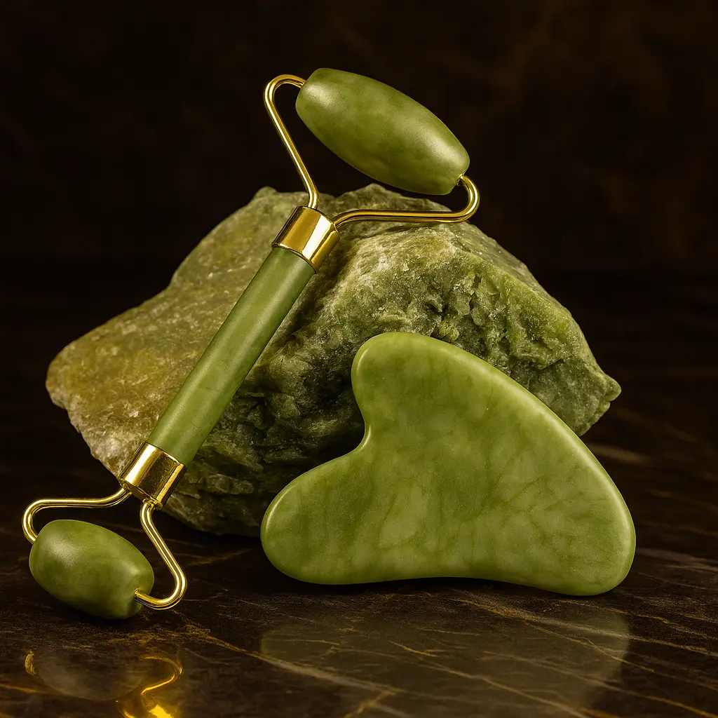 Roller for Face & Gua Sha – Natural Jade Massager