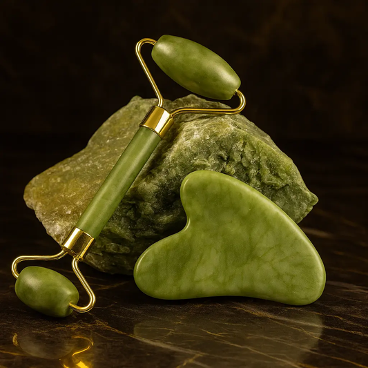Roller for Face & Gua Sha – Natural Jade Massager