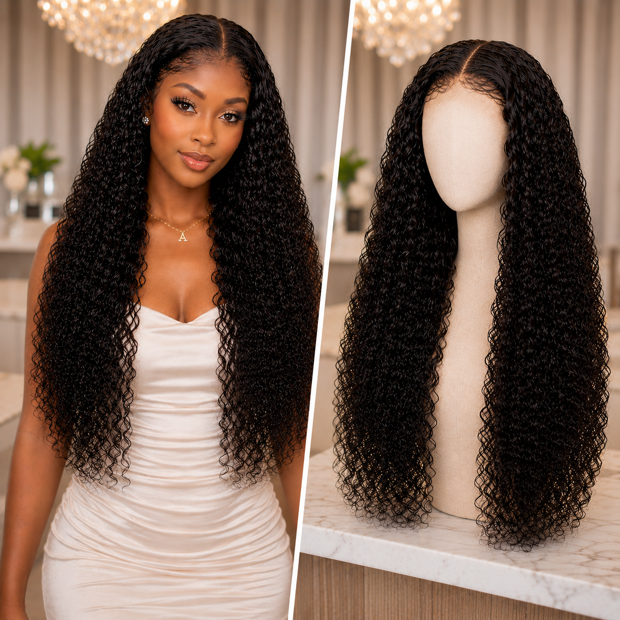 24” Water Wave Glueless Wig – 7x5 HD Lace, 100% Human Hair, 250% Density