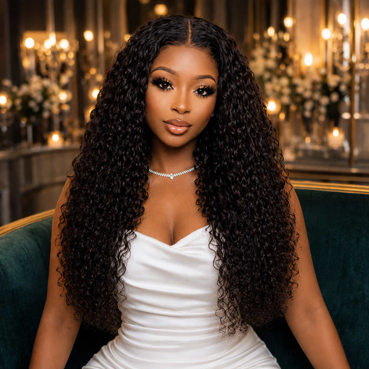 24” Water Wave Glueless Wig – 7x5 HD Lace, 100% Human Hair, 250% Density