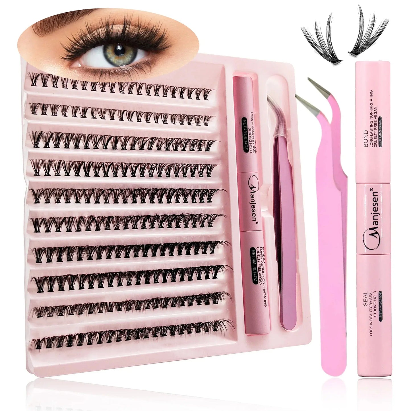 False Eyelashes Kit with Bond, Seal & Applicator Tool