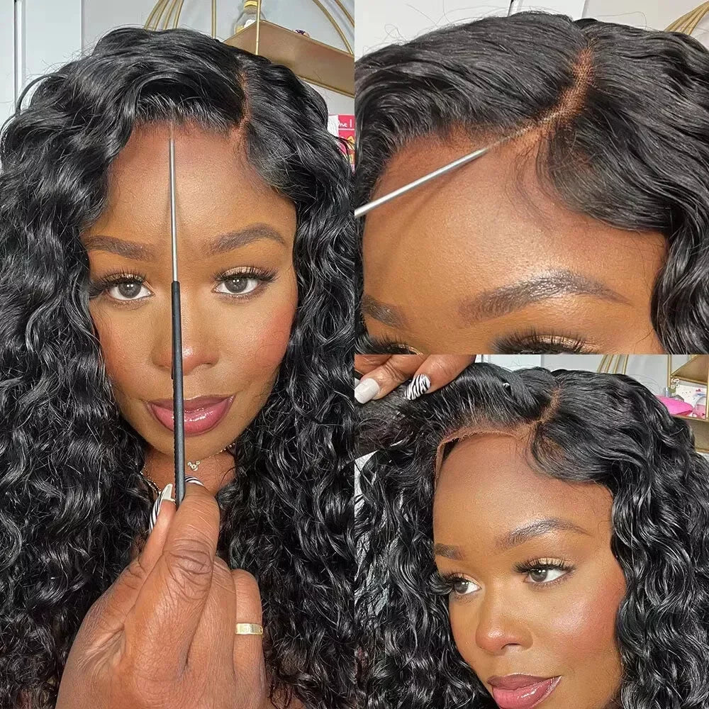 24” Water Wave Glueless Wig – 7x5 HD Lace, 100% Human Hair, 250% Density