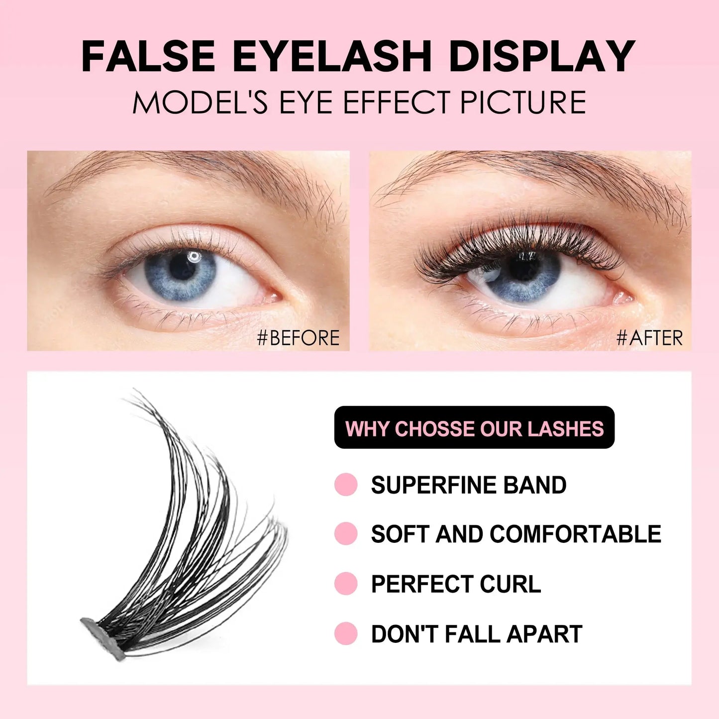 False Eyelashes Kit with Bond, Seal & Applicator Tool