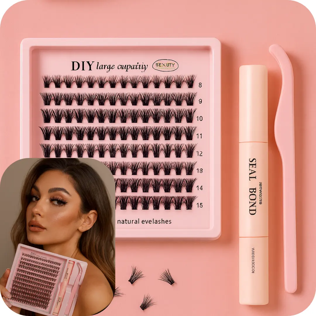False Eyelashes Kit with Bond, Seal & Applicator Tool