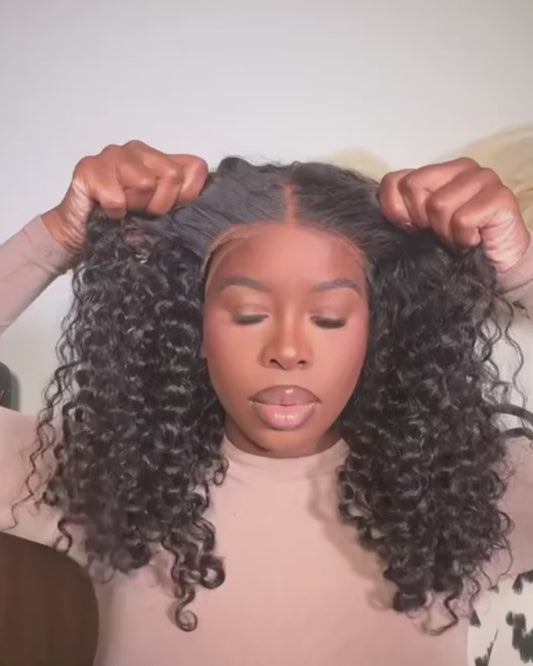 Glueless Curly Bob Human Hair Wig – HD Lace & Adjustable Drawstring
