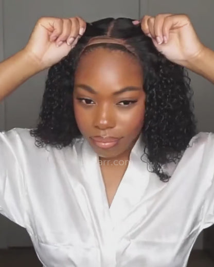 Glueless Curly Bob Wig – 100% Human Hair with HD Lace