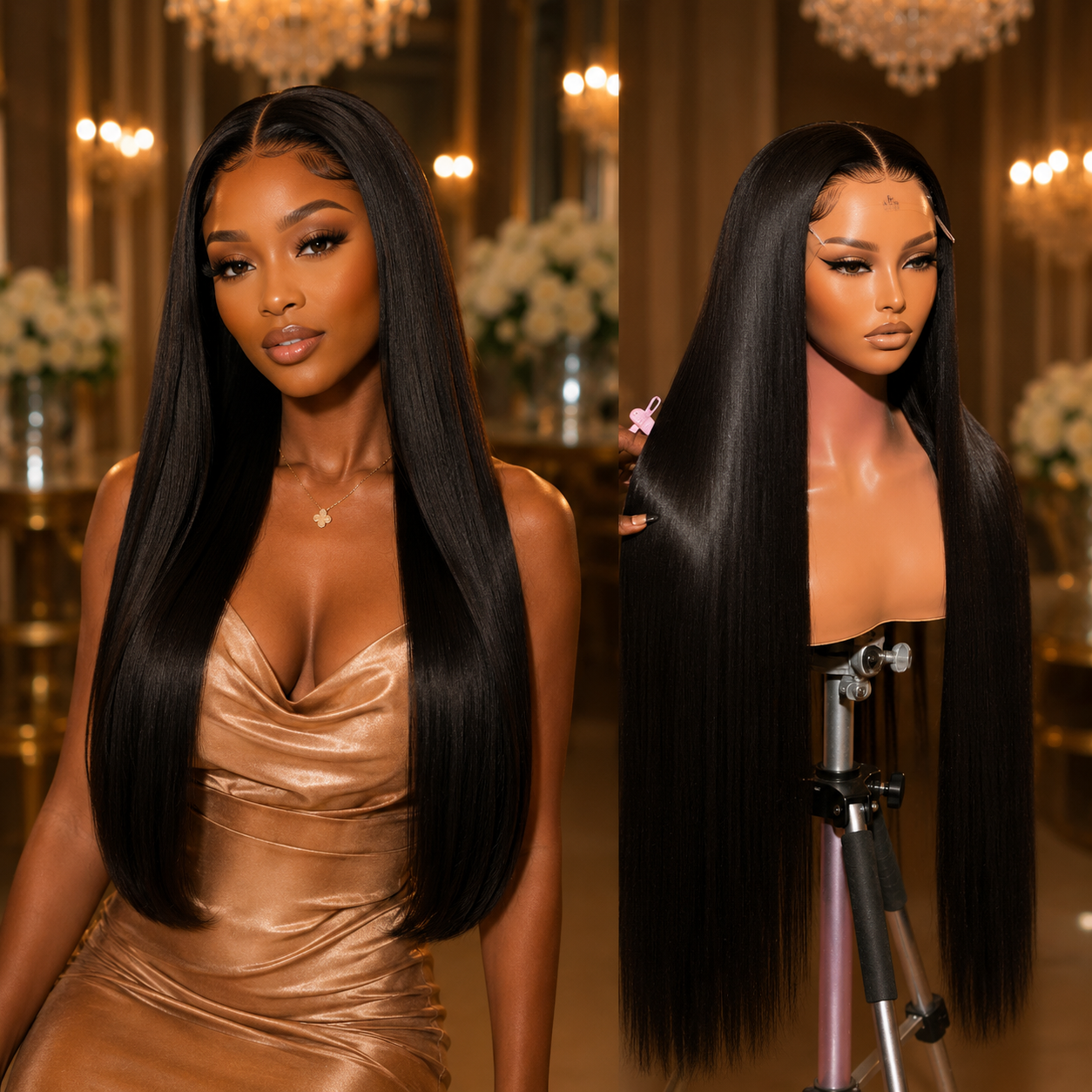 28" Straight 13x6 HD Lace Front Wig - 100% Human Hair, Pre-Plucked with Baby Hair
