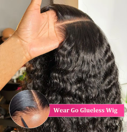 24” Water Wave Glueless Wig – 7x5 HD Lace, 100% Human Hair, 250% Density